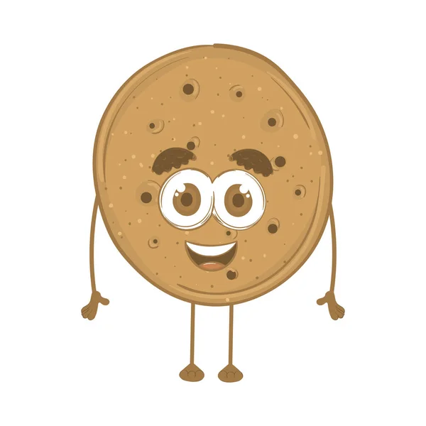 Isolated Cookie Cartoon Kawaii Bakery Product Vector Illustration — Vetor de Stock