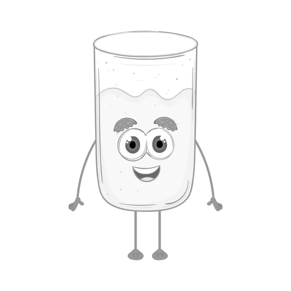 Happy Milk Glass Cartoon Kawaii Vector Illustration — ストックベクタ