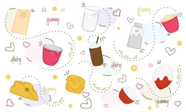 Icon Set Dairy Products Vector Illustration — Image vectorielle