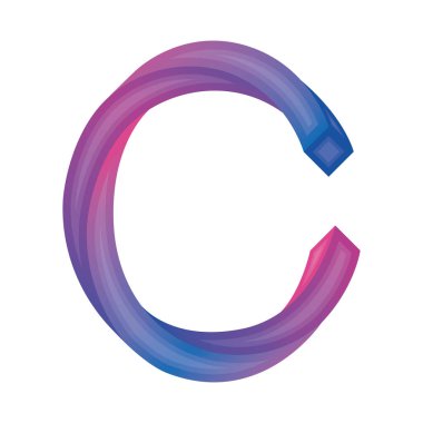 3 boyutlu efekt Vektör illüstrasyonlu izole C harfi