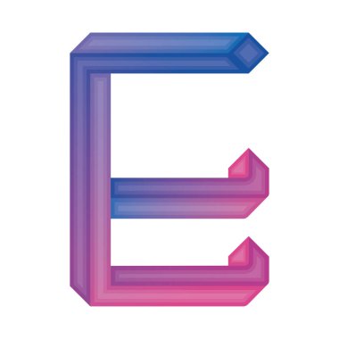 İzole edilmiş renkli E harfi 3d efektli Vektör illüstrasyonu