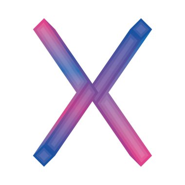 3d efektli izole edilmiş renkli harf X Vektör illüstrasyonu