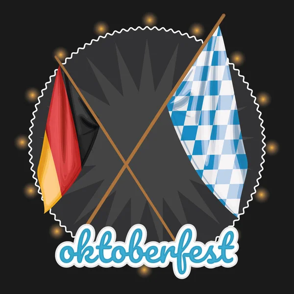 Coppia Bandiere Sventolanti Della Germania Oktoberfest Illustrazione Vettoriale — Vettoriale Stock