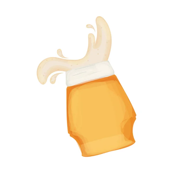 Bicchiere Birra Isolato Con Schiuma Illustrazione Vettoriale — Vettoriale Stock