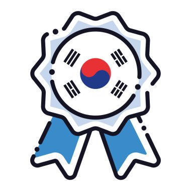 Güney Kore Vektör illüstrasyonunun bayrağıyla izole edilmiş ipek madalya ikonu
