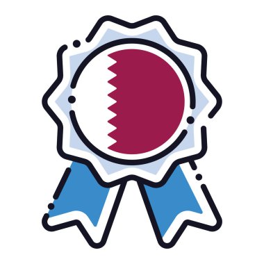 Katar Vektör illüstrasyonunun bayrağıyla izole edilmiş ipek madalya ikonu