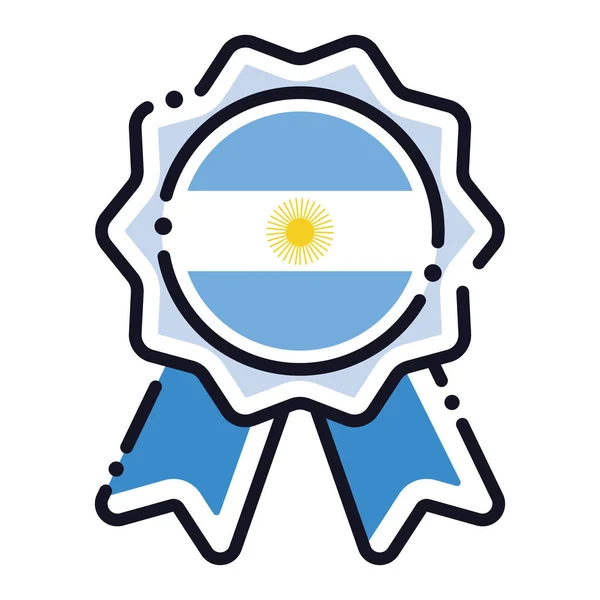 Isolée Icône Médaille Soie Avec Drapeau Argentine Illustration Vectorielle — Image vectorielle