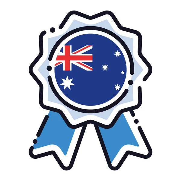 带有澳大利亚国旗矢量图解的孤立丝绸奖牌图标 — 图库矢量图片