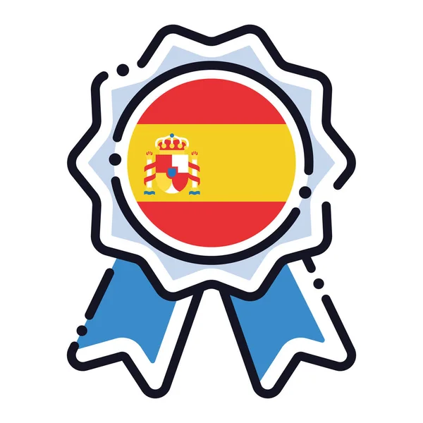 Icono Medalla Seda Aislada Con Bandera España Vector Illustration — Vector de stock
