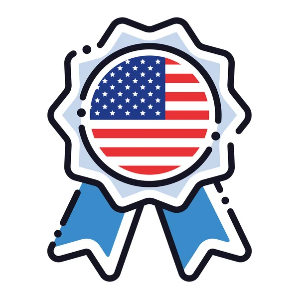 Izolowana Ikona Jedwabnego Medalu Flagą Usa Ilustracja Wektora — Wektor stockowy