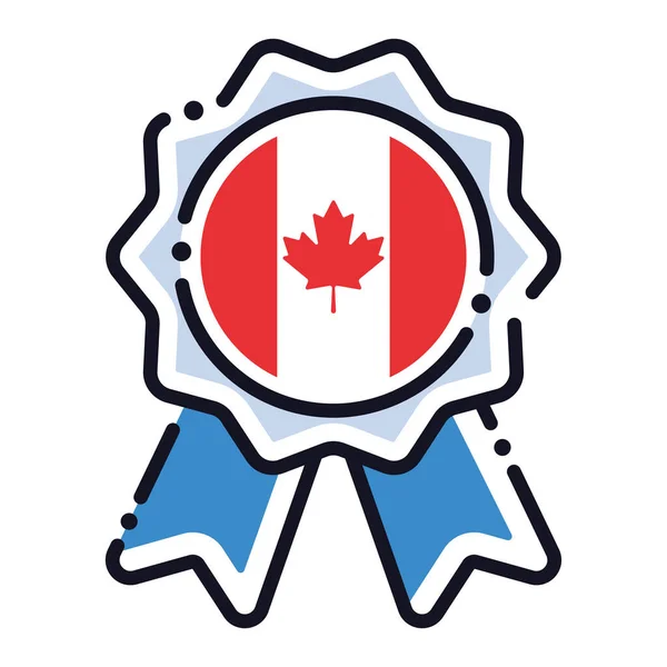 カナダの旗と絶縁シルクメダルアイコンベクトルイラスト — ストックベクタ