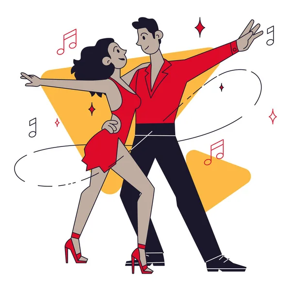 Isolated cute couple dancer characters dancing to salsa music concept Vector illustration