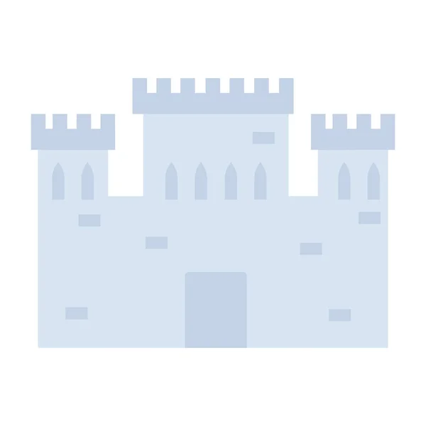 Ícone Construção Castelo Cinzento Isolado Design Plano Ilustração Vetorial — Vetor de Stock