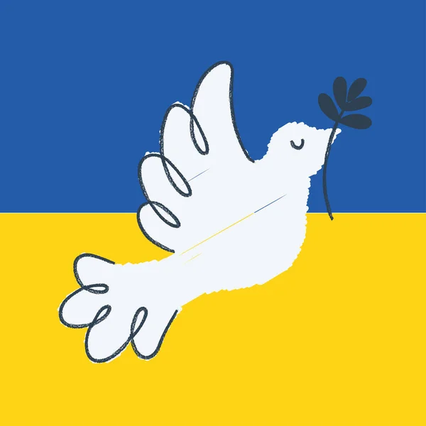 Skizze Eines Friedensvogels Mit Lorbeerkranz Hilfe Ukraine Vektor Illustration — Stockvektor