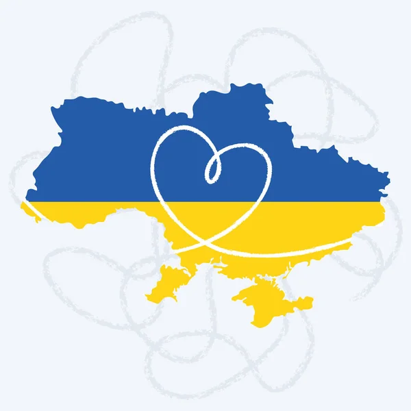 Isolierte Karte Der Ukraine Mit Ihrer Flagge Hilfe Ukraine Vektorillustration — Stockvektor