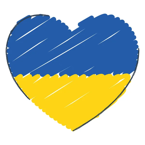 Isolated Scratched Heart Shape Flag Ukraine Vector Illustration — Stockvektor
