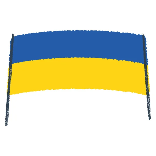 Vereinzelte Skizze Einer Flagge Der Ukraine Vektor Illustration — Stockvektor
