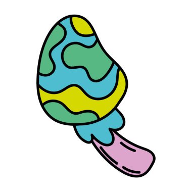 İzole edilmiş renkli 60 'ların modası geçmiş mantar grafitisi Vektör illüstrasyonunu yansıtıyor