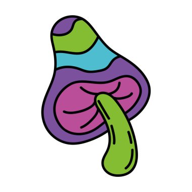 İzole edilmiş renkli 60 'ların modası geçmiş mantar grafitisi Vektör illüstrasyonunu yansıtıyor