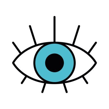 İzole edilmiş renkli 60 'ların modası geçmiş göz graffiti Vektör illüstrasyonunu yansıtıyor