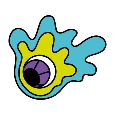 İzole edilmiş renkli 60 'ların modası geçmiş göz graffiti Vektör illüstrasyonunu yansıtıyor