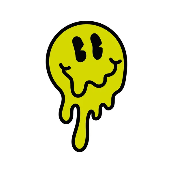Μεμονωμένο Χρώμα Παράξενο Ρετρό Χαρούμενο Πρόσωπο Emote Vector Εικονογράφηση — Διανυσματικό Αρχείο