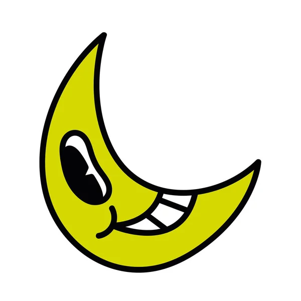 Isolated Cute Happy Moon Groovy Emote Icon Vector Illustration — Stock Vector