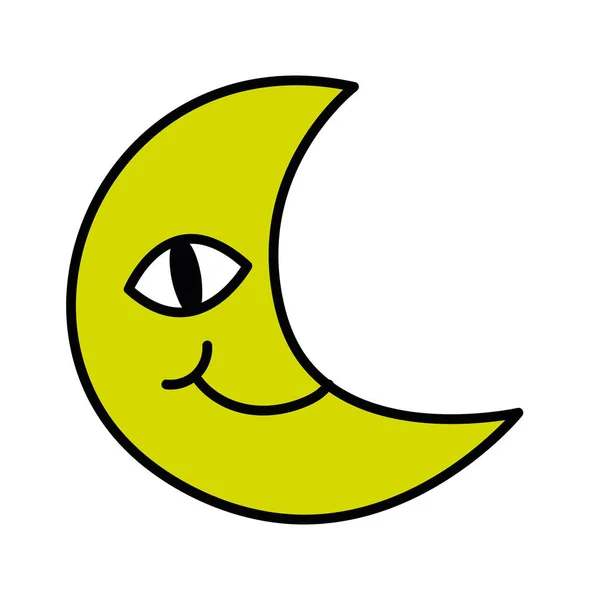 Isolated Cute Happy Moon Groovy Emote Icon Vector Illustration — Stock Vector