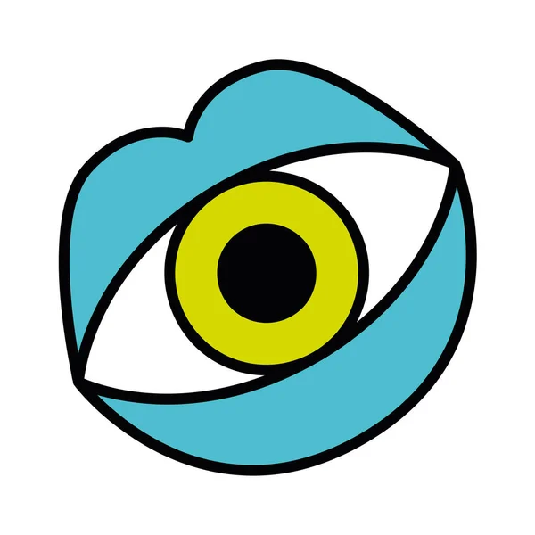 Vereinzelte Farbige 60Er Groovy Eye Emote Graffiti Vector Illustration — Stockvektor