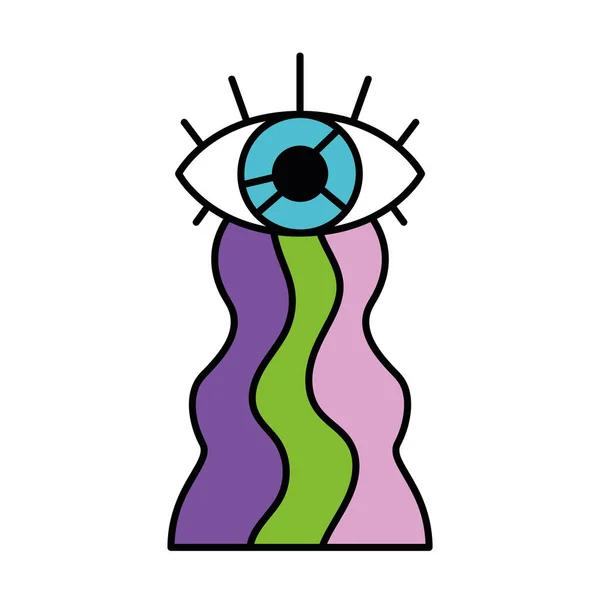 Vereinzelte Farbige 60Er Groovy Eye Emote Graffiti Vector Illustration — Stockvektor