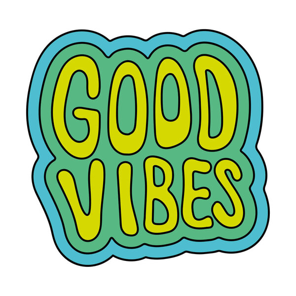 Isolated colored 60s groovy good vibes text Vector illustration