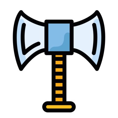 İzole edilmiş renkli balta video oyunu simgesi Düz Tasarım Vektörü illüstrasyonu