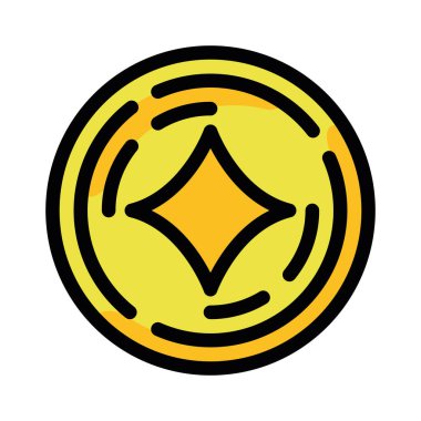 İzole edilmiş altın sikke video oyunu simgesi Düz tasarım Vektör illüstrasyonu