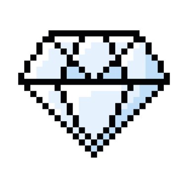 İzole edilmiş elmas video oyunu simgesi Pixelated style Vector illüstrasyonu