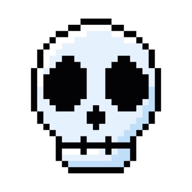 İzole edilmiş kafatası video oyunu simgesi Pixelated style Vector illüstrasyonu