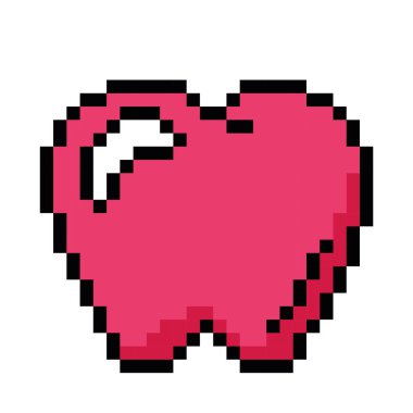 İzole edilmiş kırmızı elma video oyunu simgesi Pixelated style Vector illüstrasyonu