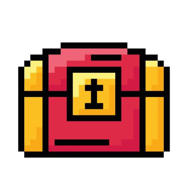 İzole edilmiş kırmızı göğüs video oyunu simgesi Pixelated style Vector illüstrasyonu