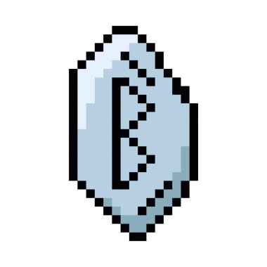 İzole edilmiş renkli runik taş video oyunu simgesi Pixelated style Vector illüstrasyonu