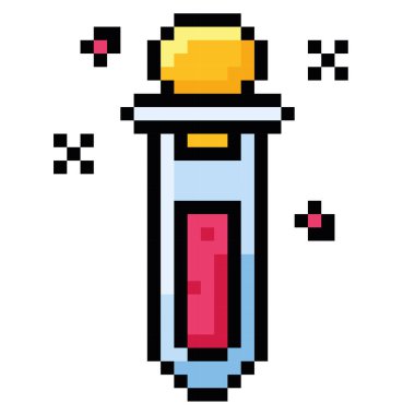 İzole edilmiş kırmızı iksir video oyunu simgesi Pixelated style Vector illüstrasyonu