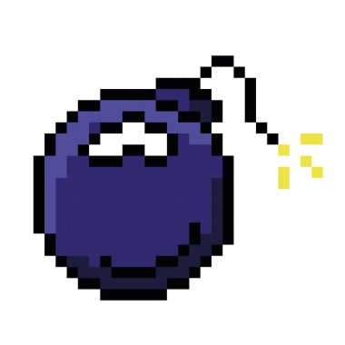 Ayrı renkte bomba video oyunu simgesi Pixelated style Vector illüstrasyonu
