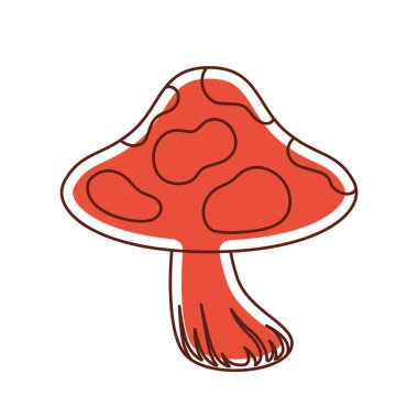 İzole edilmiş renkli mantar sonbahar çıkartması simgesi Vektör illüstrasyonuName