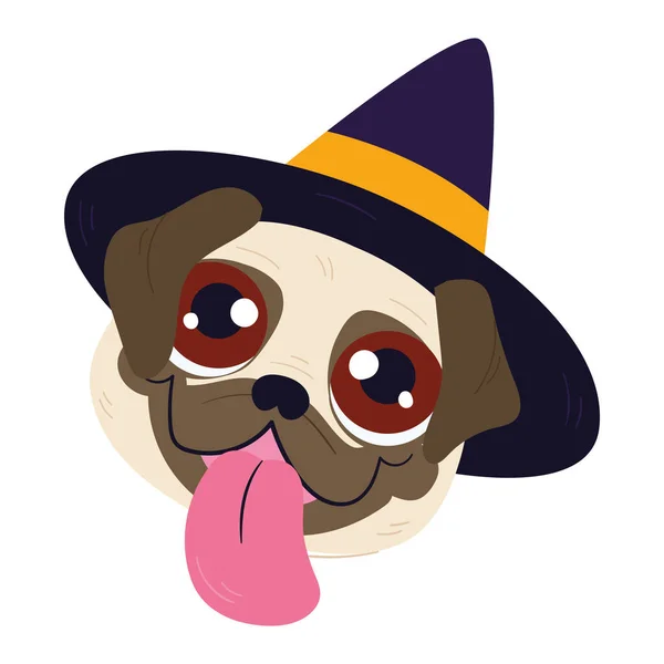 Isolierte Niedliche Französische Bulldogge Avatar Mit Einem Halloween Hexenkostüm Vector — Stockvektor