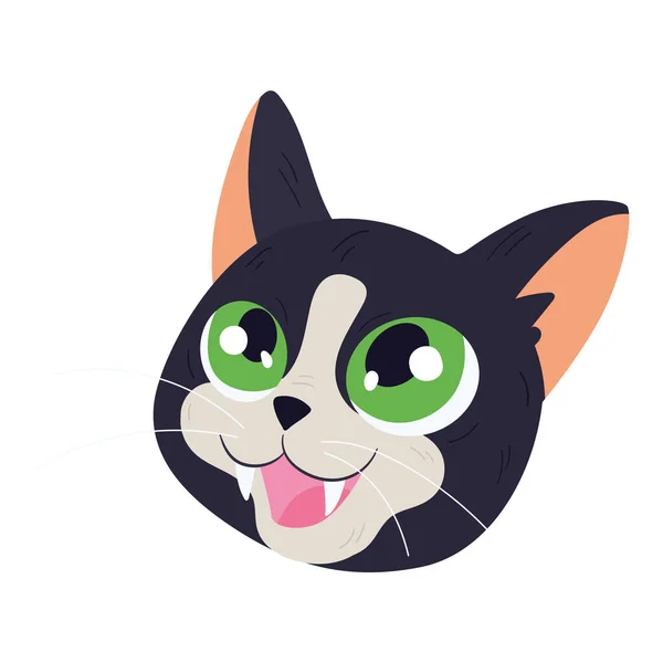 Isolado Bonito Colorido Gato Avatar Vector Ilustração — Vetor de Stock