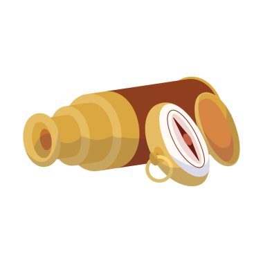 İzole edilmiş renkli navigasyon teleskobu simgesi Düz Tasarım Vektörü illüstrasyonu