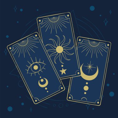 Astroloji kartları grubu Ezoterizm simgesi Vektör illüstrasyonu