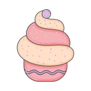 İzole edilmiş renkli kek taslak ikonu Vektör illüstrasyonu