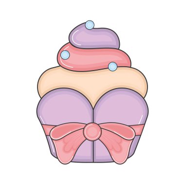 İzole edilmiş renkli kek taslak ikonu Vektör illüstrasyonu