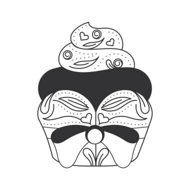 İzole edilmiş tatlı kek eskiz ikonu Vektör illüstrasyonu