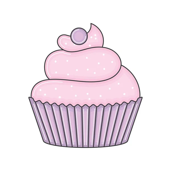 Isolé Icône Croquis Cupcake Couleur Illustration Vectorielle — Image vectorielle