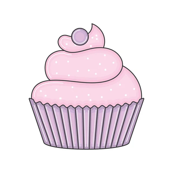 Ícone Esboço Cupcake Colorido Isolado Ilustração Vetorial — Vetor de Stock